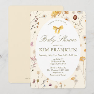 Wildflowers and Bow Gender Neutral Baby Shower Invitation
