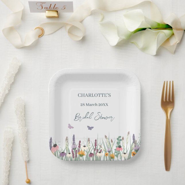 Wildflowers and Butterflies Bridal Shower Party   Paper Plate (Wedding)