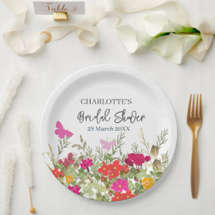 Wildflowers and Butterflies Bridal Shower Party Paper Plate