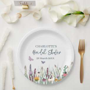 Wildflowers and Butterflies Bridal Shower Party Paper Plate