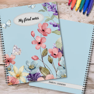Wildflowers and butterflies custom notebook