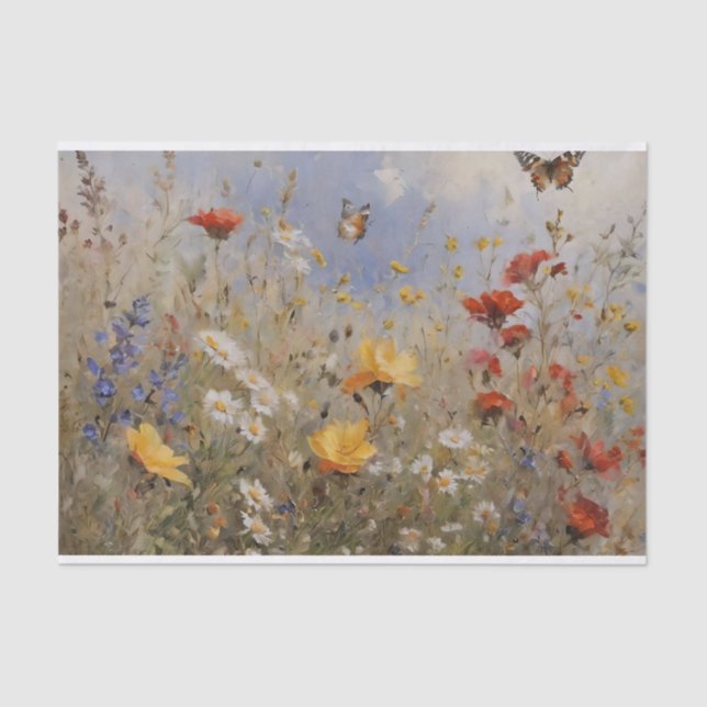 Wildflowers and Butterflies Decoupage Tissue Paper (Front)