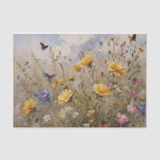 Wildflowers and Butterflies Decoupage Tissue Paper (Front)