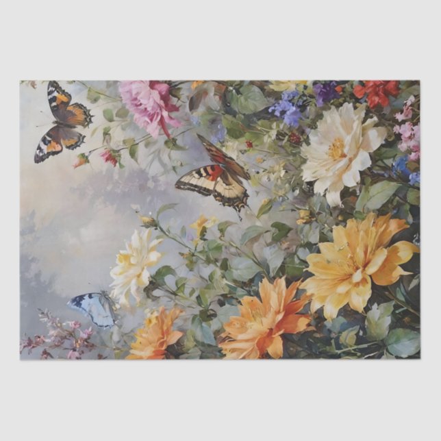 Wildflowers and Butterflies Decoupage Tissue Paper (Front)