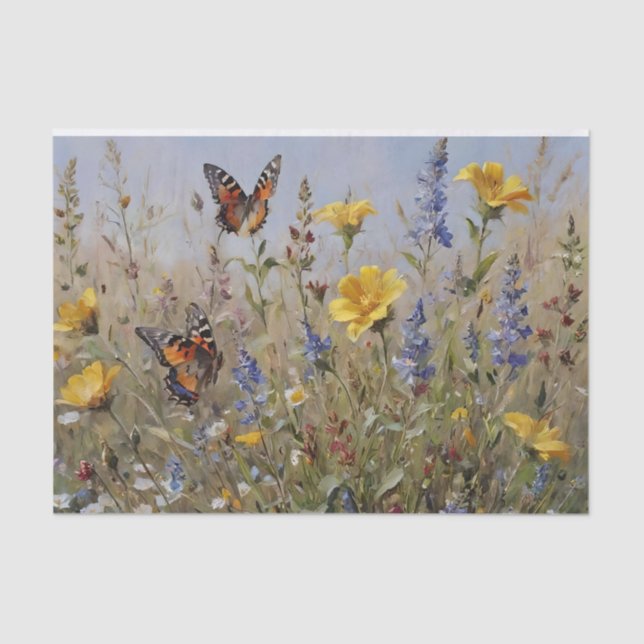 Wildflowers and Butterflies Decoupage Tissue Paper (Front)