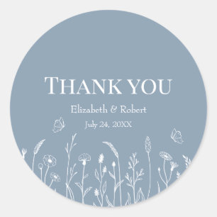 Wildflowers and Butterflies Thank You Sticker