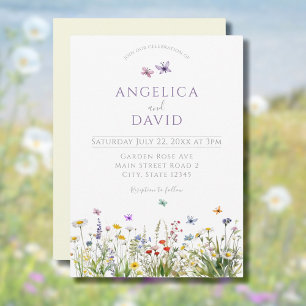 Wildflowers and Butterflies Wedding  Invitation