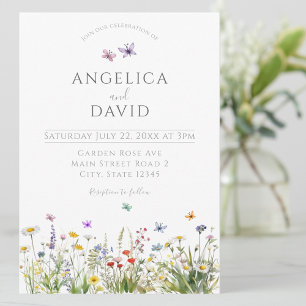 Wildflowers and Butterflies Wedding  Invitation