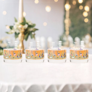Wildflowers and Butterflies Wedding Whiskey Glass