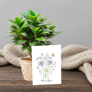 Wildflowers and butterfly thank you card