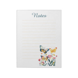Wildflowers and Colourful Butterflies Lined Notes