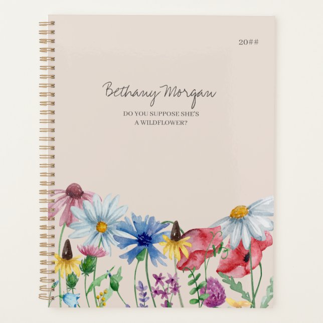 Wildflowers and Editable Quote Personalised Planner (Front)
