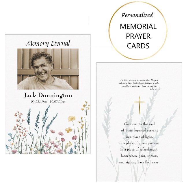 Wildflowers and Grass Orthodox Funeral Prayer Card (Creator Uploaded)