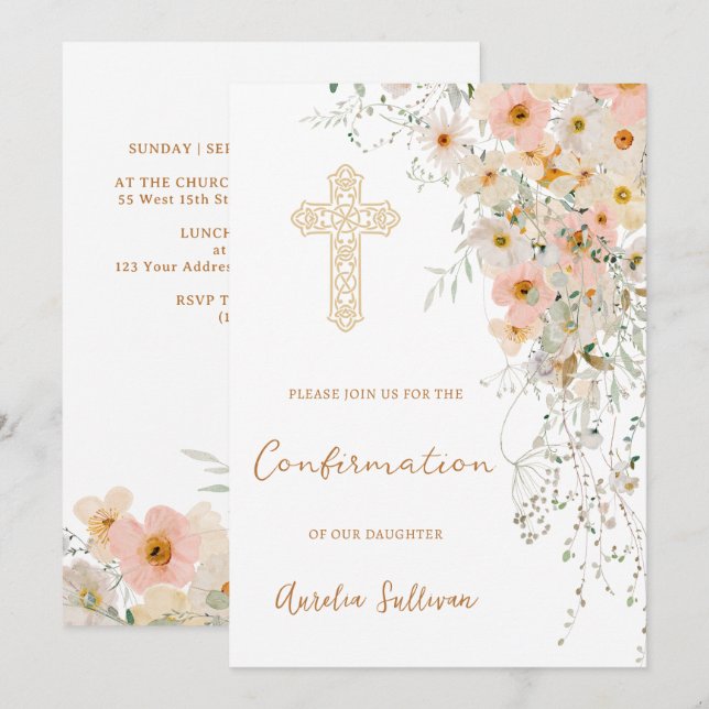 Wildflowers and Greenery Confirmation Invitation (Front/Back)