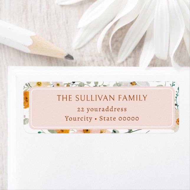 Wildflowers and greenery return address label (Insitu)