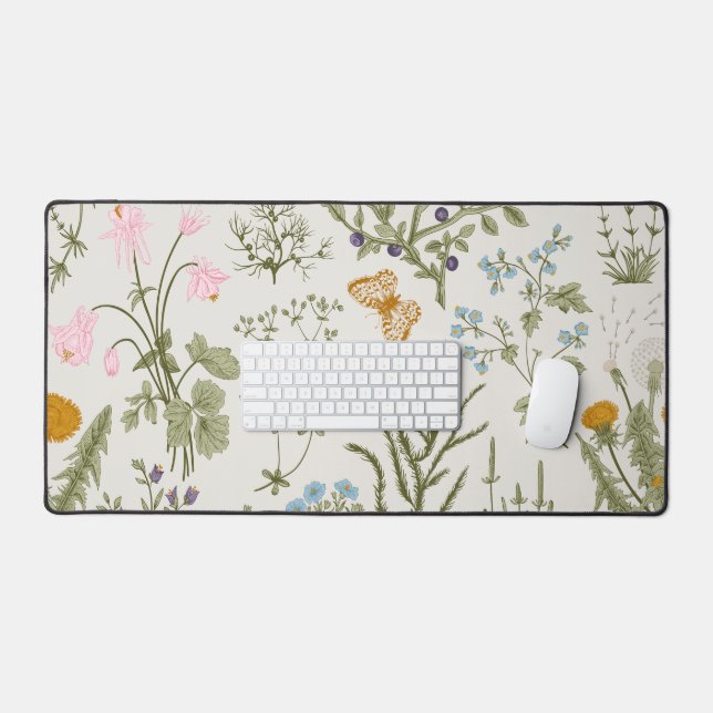 Wildflowers and Herbs Floral Desk Mat (Keyboard & Mouse)