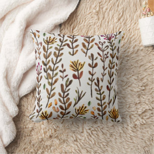 Wildflowers and leaves pattern cushion
