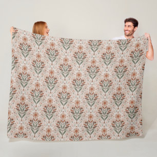 Wildflowers And Leaves Seamless Pattern Fleece Blanket