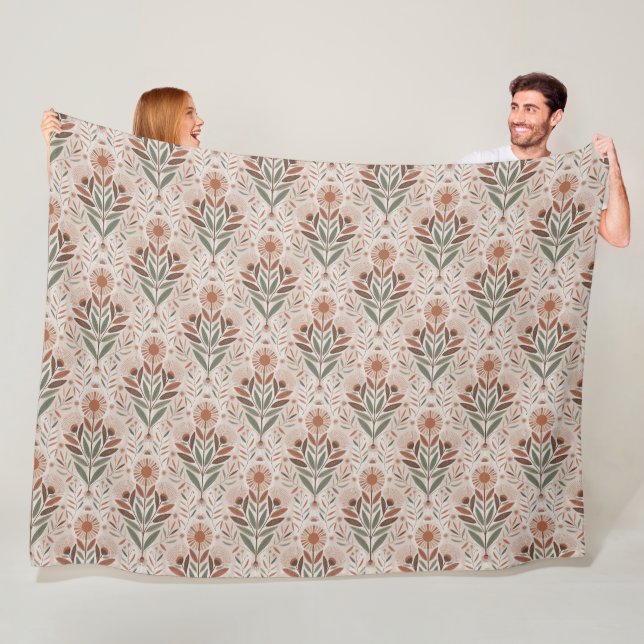 Wildflowers And Leaves Seamless Pattern Fleece Blanket (In Situ)