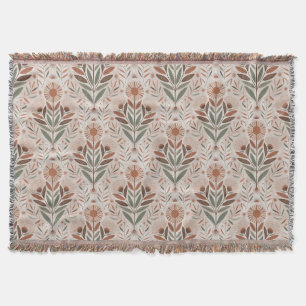 Wildflowers And Leaves Seamless Pattern Throw Blanket