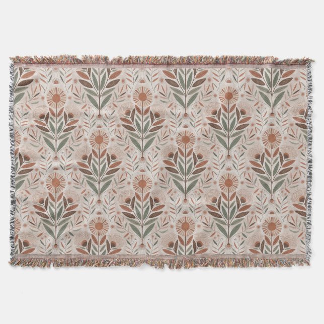 Wildflowers And Leaves Seamless Pattern Throw Blanket (Front)