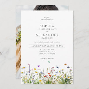 Wildflowers and Photo Wedding  Invitation