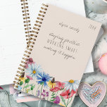 Wildflowers and Positive Affirmation Personalised Planner<br><div class="desc">Pretty Wildflowers planner, undated and ready to personalise with your name and the year. The positive affirmation reads "staying positive, working smart, making it happen". Trendy watercolor border of wild flowers including poppy, daisy, coneflower, clover and cornflower. Girly and feminine cottage garden design - perfect for home business school university...</div>
