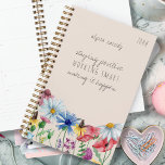 Wildflowers and Positive Affirmation Personalized<br><div class="desc">Pretty Wildflowers planner, undated and ready to personalize with your name and the year. The positive affirmation reads "staying positive, working smart, making it happen". Trendy watercolor border of wild flowers including poppy, daisy, coneflower, clover and cornflower. Girly and feminine cottage garden design - perfect for home business school university...</div>