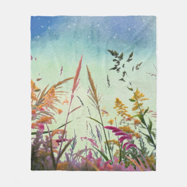 Wildflowers And Stars Fleece Blanket (Front)