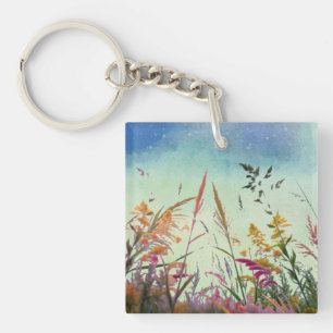 Wildflowers And Stars Key Ring