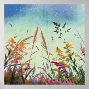 Wildflowers And Stars Poster
