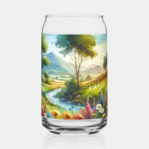 Wildflowers and Stream in Spring Valley Can Glass