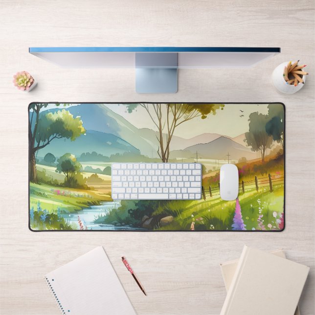 Wildflowers and Stream in Spring Valley Desk Mat (Office 1)