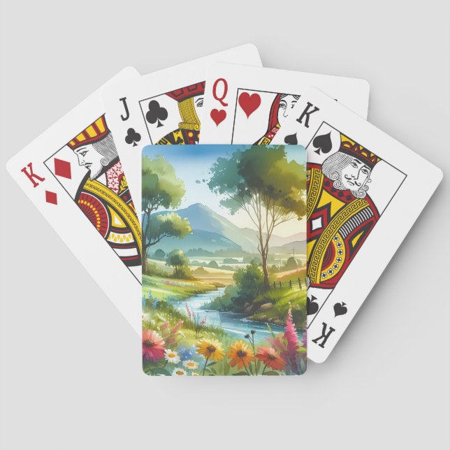 Wildflowers and Stream in Spring Valley Playing Cards (Back)