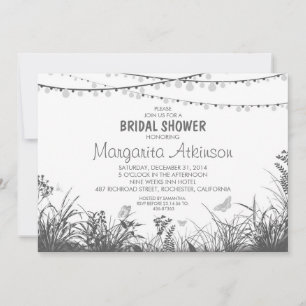 wildflowers and string lights bridal shower invitation