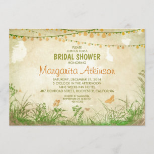 wildflowers and string lights bridal shower invitation