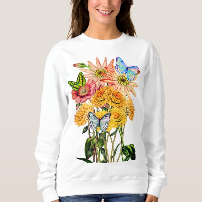 Wildflowers and Three Butterflies Sweatshirt (Front)