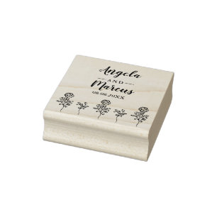 Wildflowers and Twigs Wedding Rubber Stamp