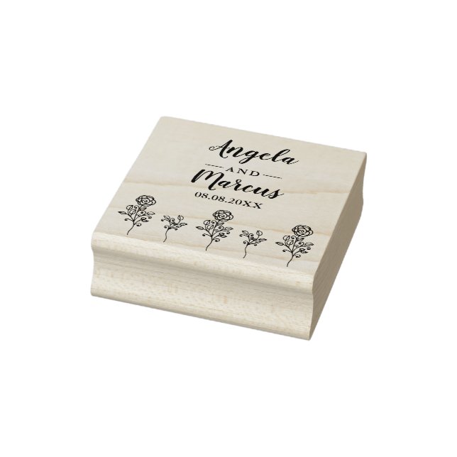Wildflowers and Twigs Wedding Rubber Stamp (Stamp)