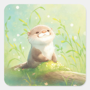 Wildflowers and Wetlands An Otter's Tale Square Sticker