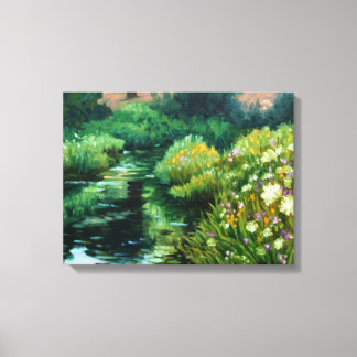 "Wildflowers and yarrow by the stream" linen print