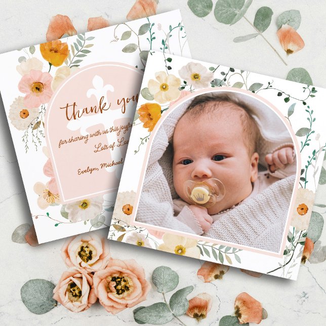 Wildflowers Arch Baptism Thank You Card (Creator Uploaded)