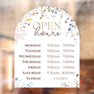 Wildflowers Arch Open Hours Window Cling
