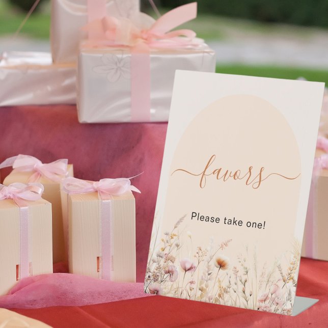 Wildflowers arch peach party favour sign (Creator Uploaded)