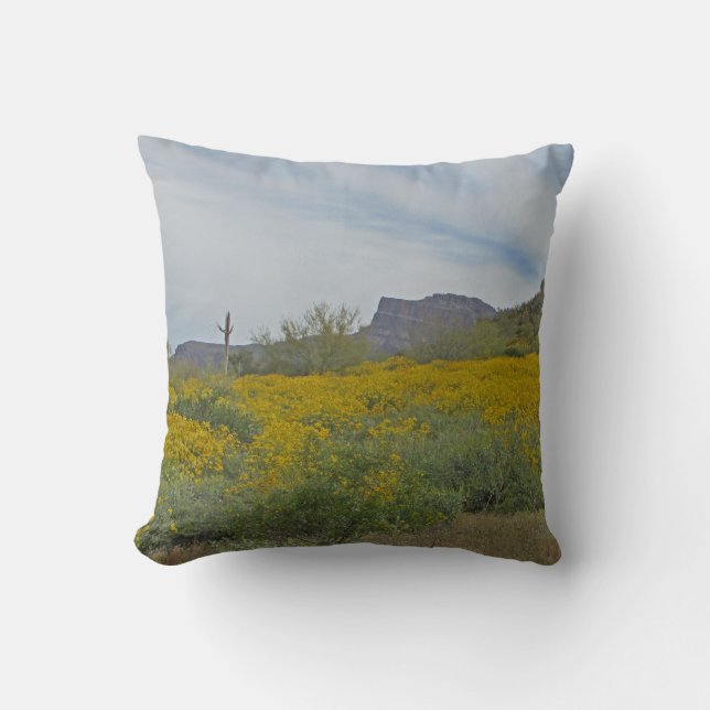Wildflowers Arizona Desert Yellow Flower Southwest Cushion (Front)