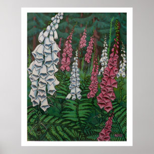 Wildflowers Art Poster Foxglove Flowers Painting