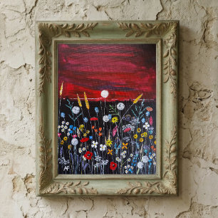 Wildflowers at Sunset Painting by Alfred Fox Canvas Print