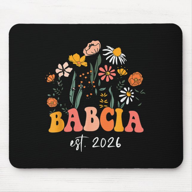 Wildflowers Babcia Est 2026 New Baby Reveal Ideas  Mouse Mat (Front)