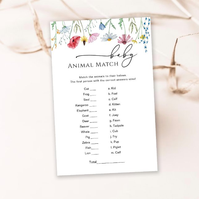 Wildflowers Baby Animal Match Game (Creator Uploaded)