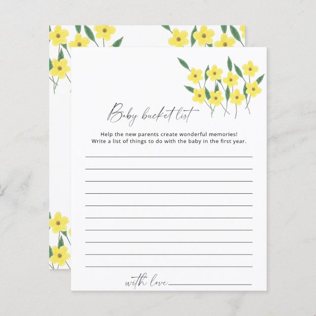 Wildflowers Baby bucket list game (Front/Back)